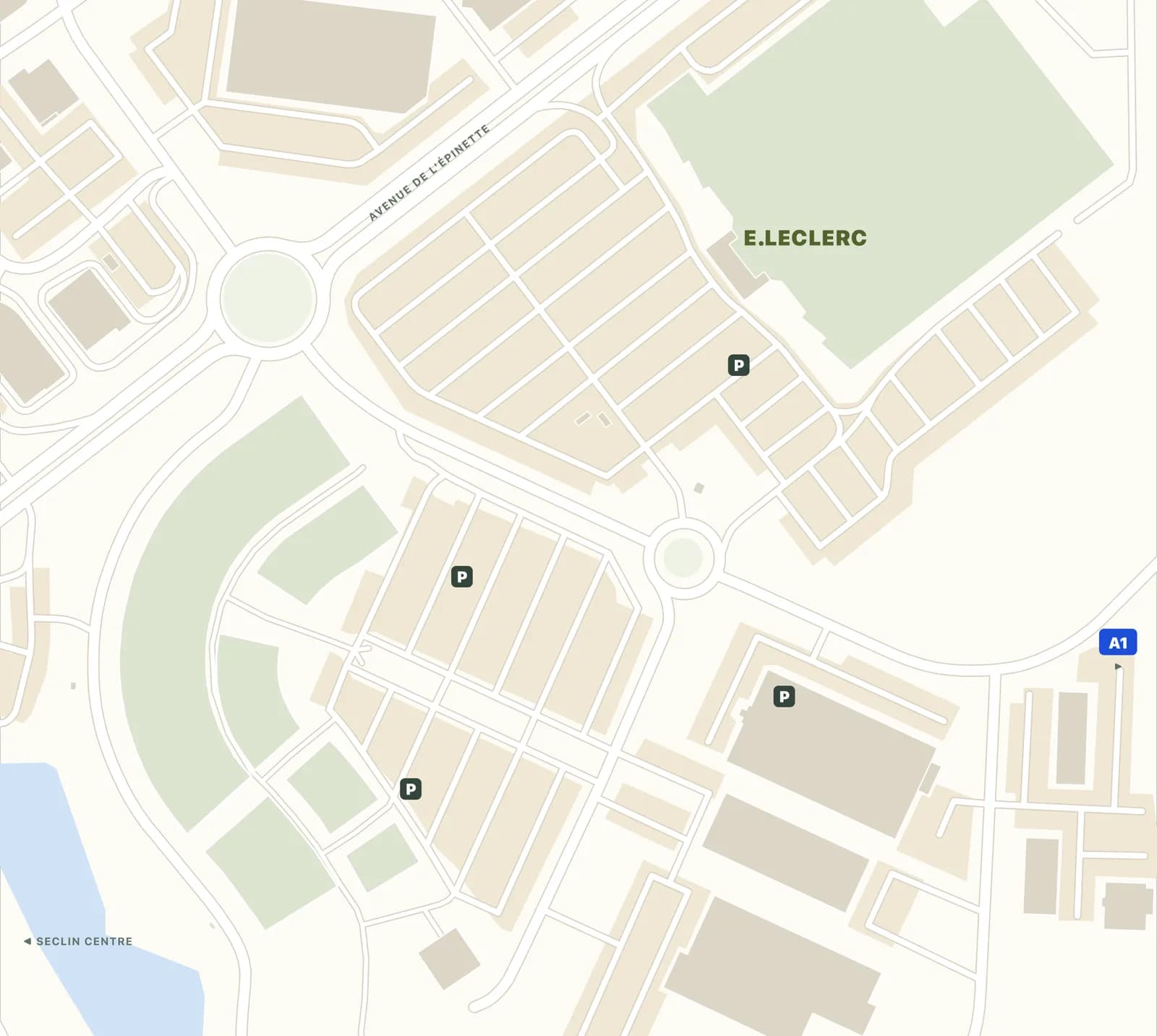 Plan du parc commercial So Green Seclin